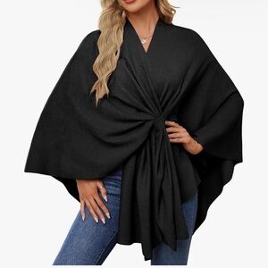 Puli Black Women's Poncho Sweater